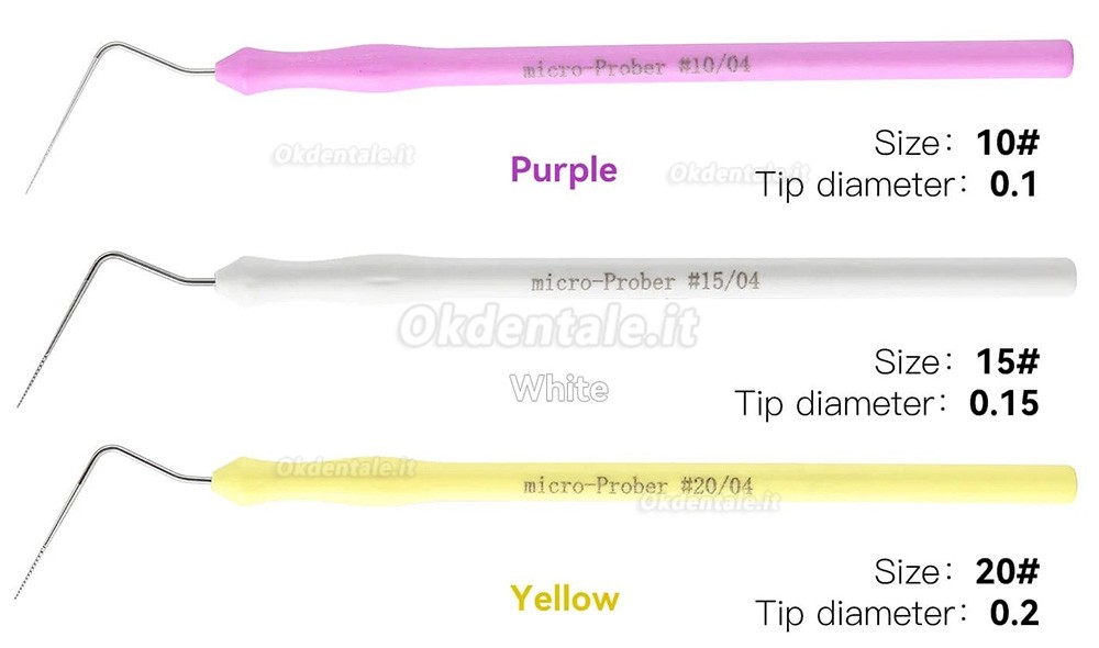 Lime endodontiche microscopiche dentali 04 conicità #10 #15 #20